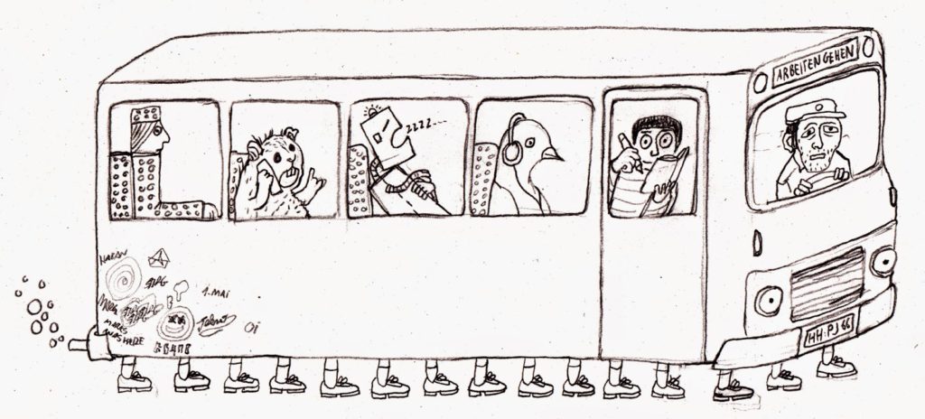 Bus mit Füssen
